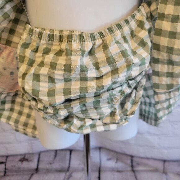 Baby Girls Sleeveless Tiered Mixed Tropical Print and Seersucker Check Dress - Picture 6 of 6